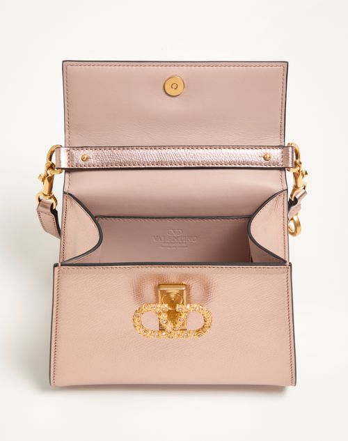 Valentino Garavani - Valentino Garavani Vsling Mini Handbag In Laminated Grainy Calfskin With Jewel Logo - Rose Cannelle - Woman - Top Handle Bags